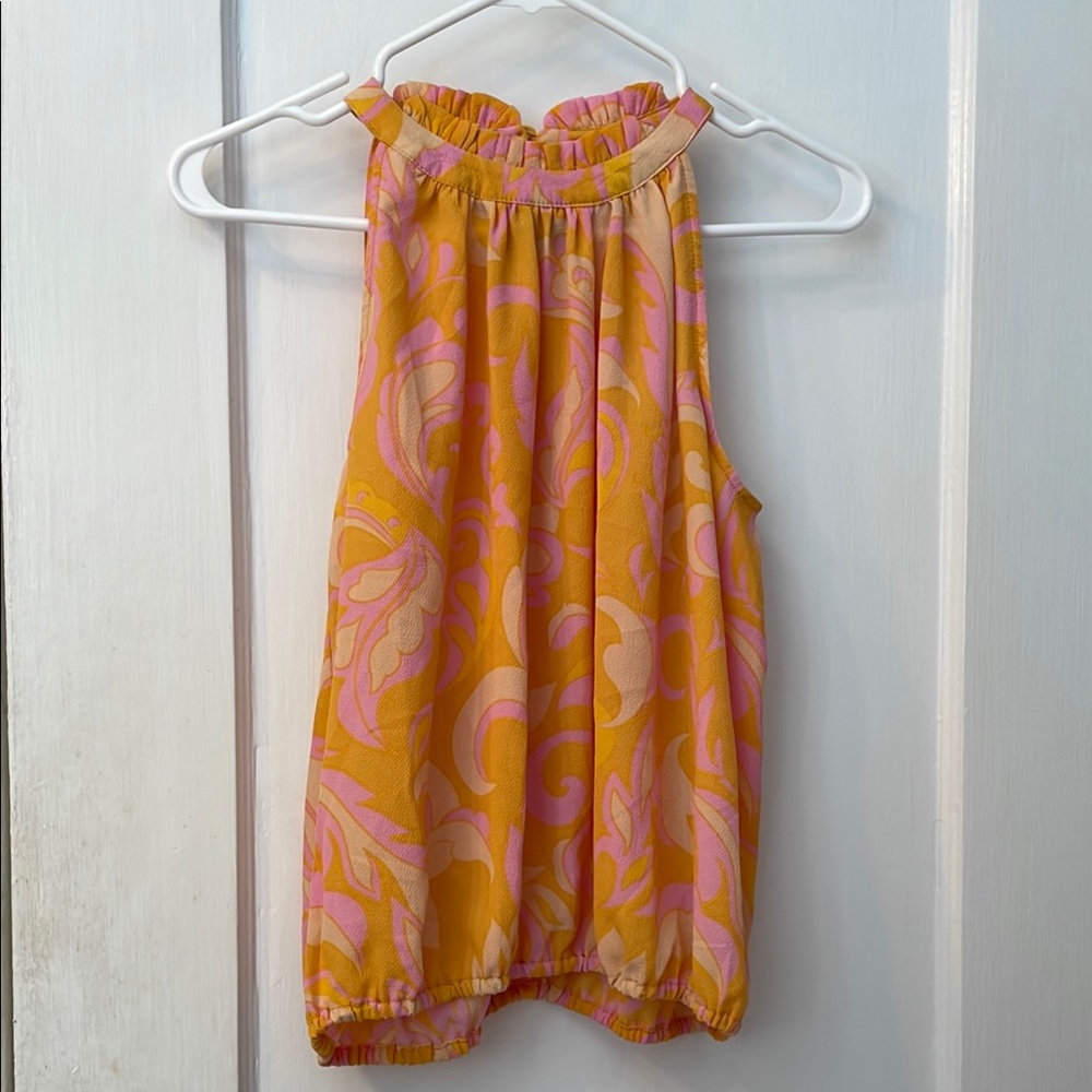 Psychedelic Botancial Halter Top - Pink and Orange 🍊